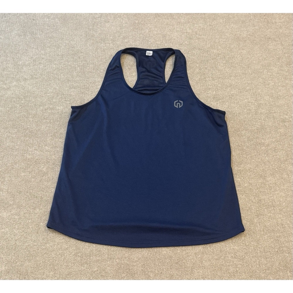 Neleus Dry Fit Logo Muscle Mesh Tank Top Mens Gym Workout Blue  Size Large